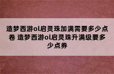 造梦西游ol启灵珠加满需要多少点卷 造梦西游ol启灵珠升满级要多少点券
